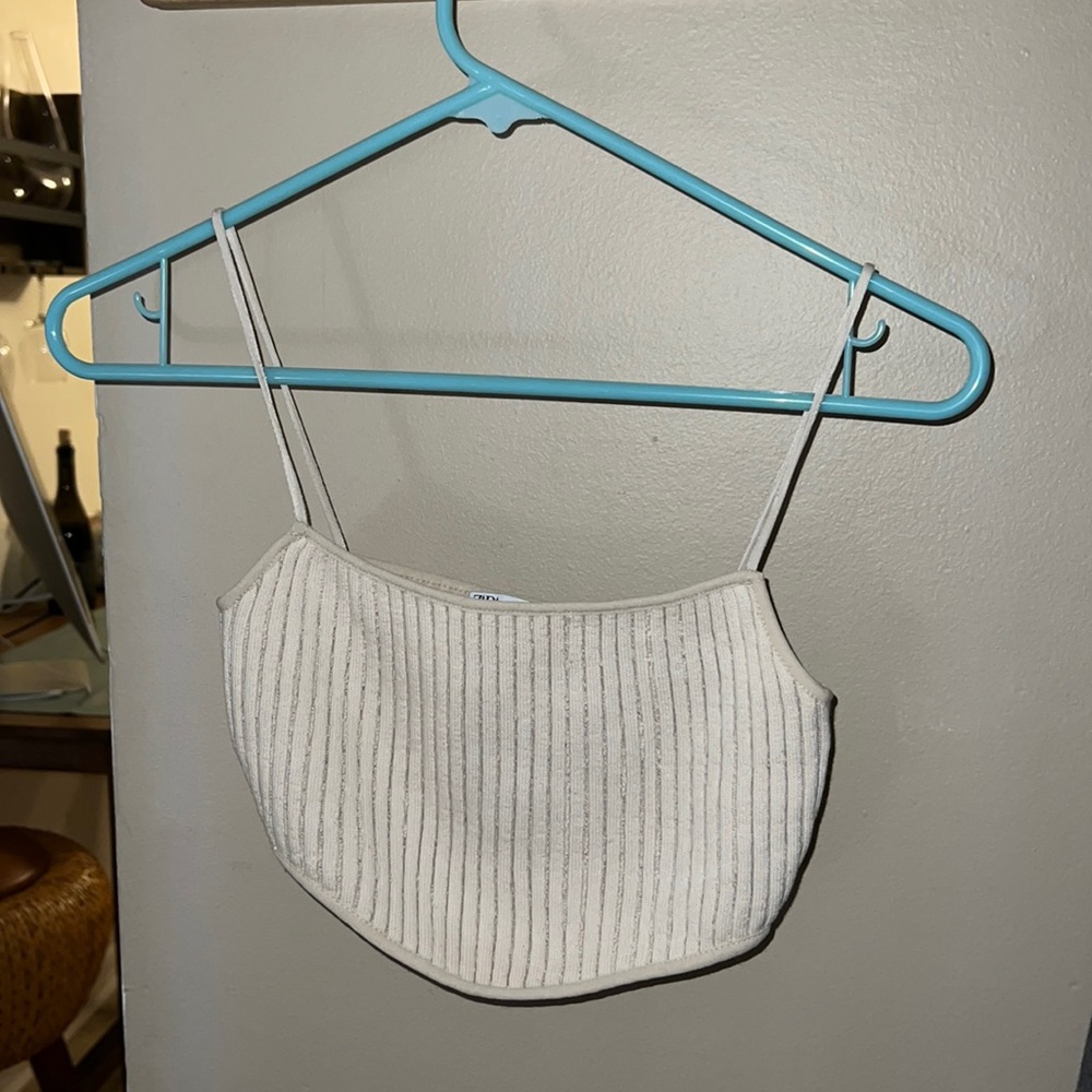 Cream tank crop top